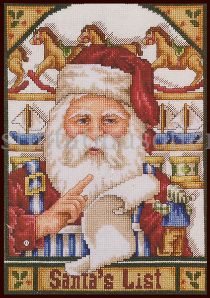 Rare Giampa Vintage Postcard Santas List CrossStitch Kit