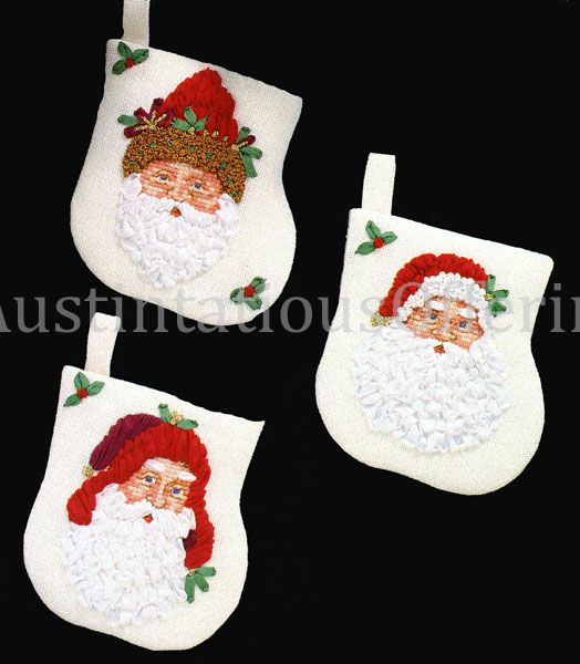 Rare Olde World Santas SilkRibbon Embroidery Ornaments Set Kit