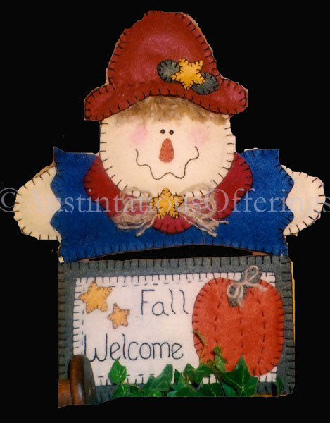 Autumn Scarecrow Welcome Banner Felt applique Kit Suits Beginner