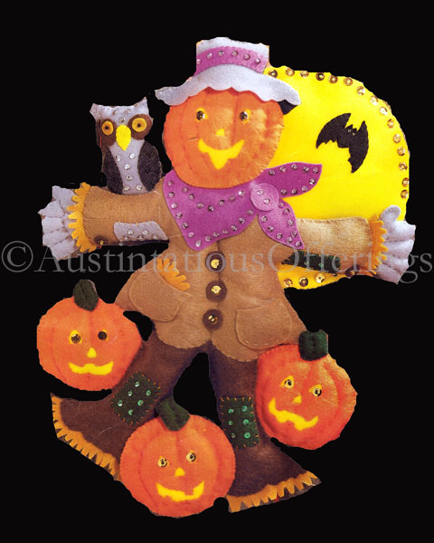 Felt Applique Embroidery Sequin Scarecrow Owl Wall Hanging Kit Suits Beginner