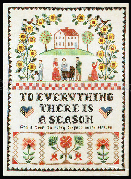 Rare There Is A Season Sampler Stamped CrossStitch Kit Saltbox