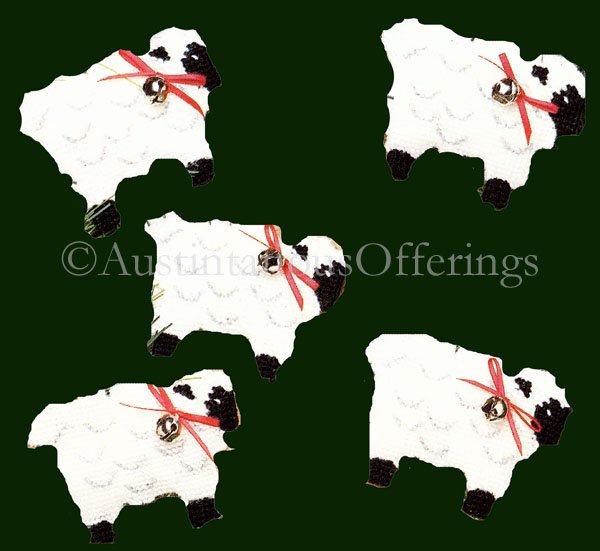 Rare Sheep Christmas Ornaments Plastic Canvas Needlepoint Kit