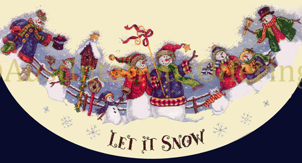 Rare Howard Snowmen Christmas TreeSkirt CrossStitch Kit Carolers