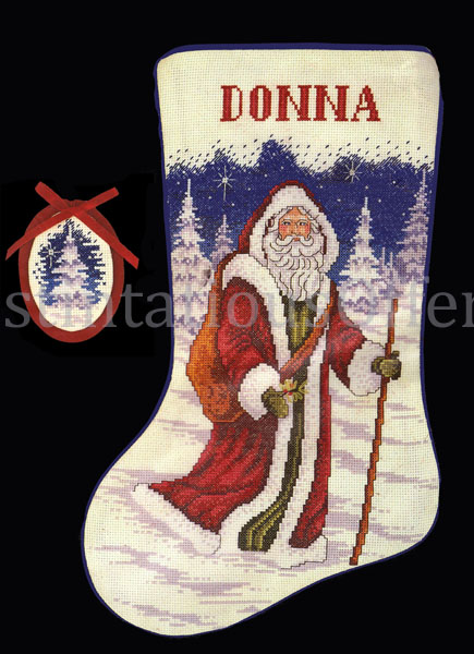 Rare Carter Victorian Woodland Santa Cross Stitch Stocking Kit