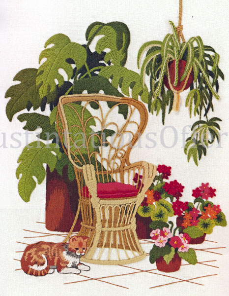 Rare Blyler Solarium Crewel Embroidery Kit  Begonia Spider Plant