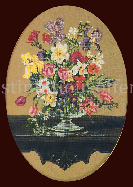 Rare Sorrells Abundant Spring Bouquet CrossStitch Kit Tulip Iris
