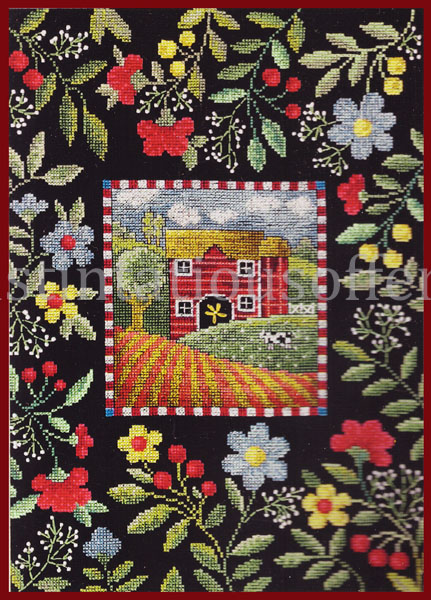 Rare Graf Americana FolkArt Cross Stitch Kit Spring Saltbox Farm