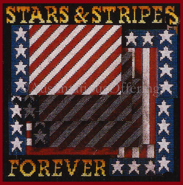 Rare Americana Cross Stitch Kit Stars Stripes Forever Patriotic