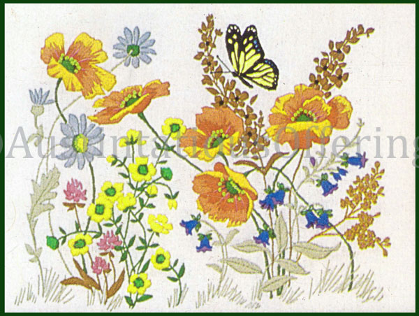 Rare Shafor PoppyGarden Crewel Embroidery Kit SunnyDay Butterfly