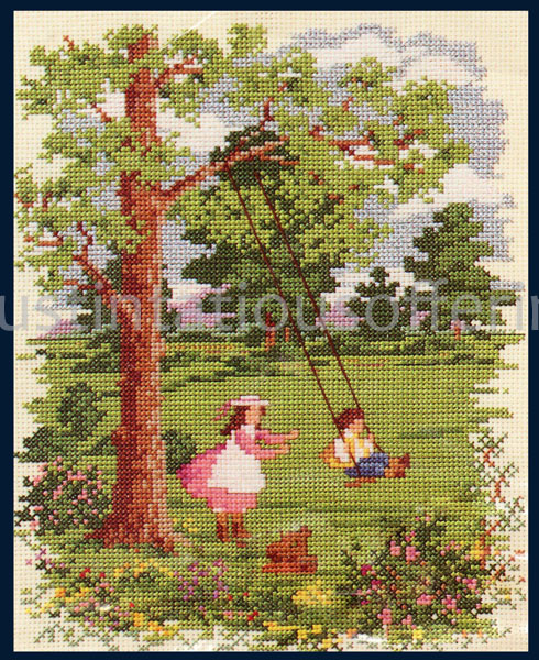 Rare Parfionow Young Victorian Children at Play Cross Stitch Kit