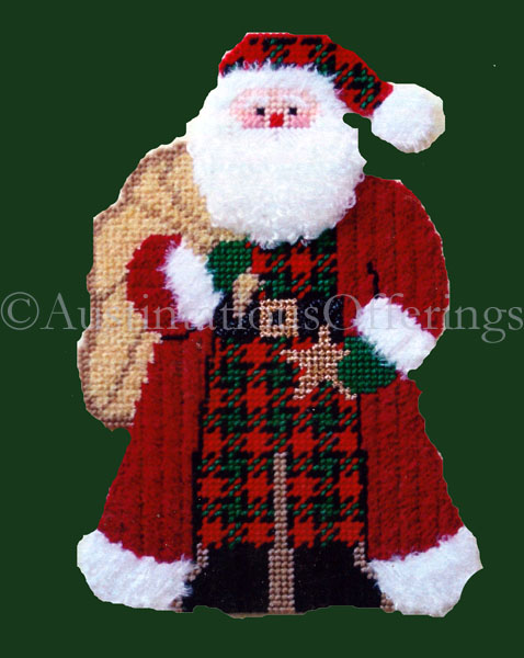 Rare Tartan Father Christmas Plastic Canvas Needlepoint Kit Santa