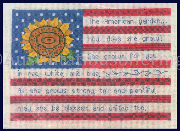 Rare Arthurs American Garden Cross Stitch Kit Sunflower Flag
