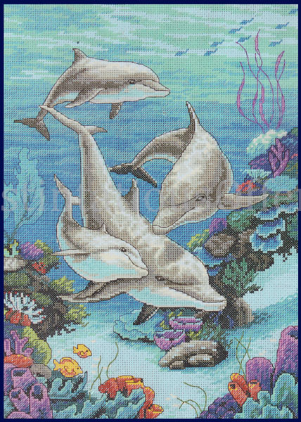 Rare Himsworth Marine Sea Creatures Cross Stitch Kit Dolphins