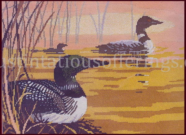 Rare Reinardy Wildlife Needlepoint Kit Great Diving Loons