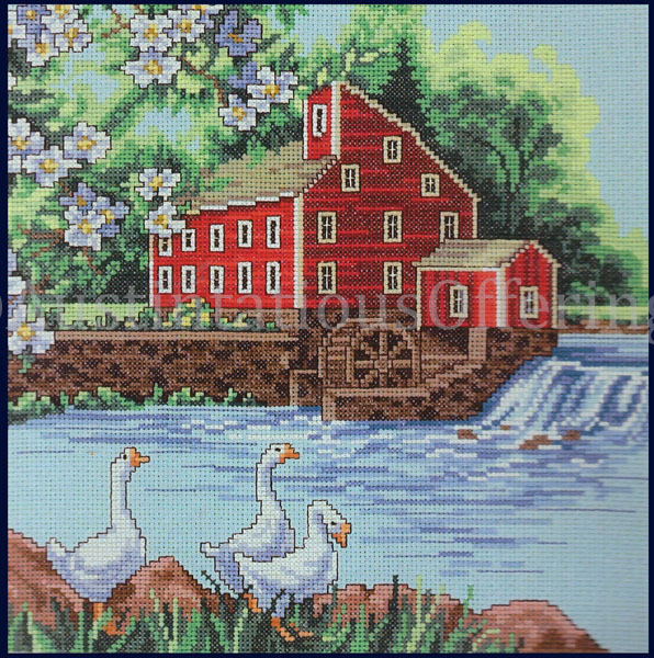 Rare Diane Phalen Spring Waterside Cross Stitch Kit Old Red Mill