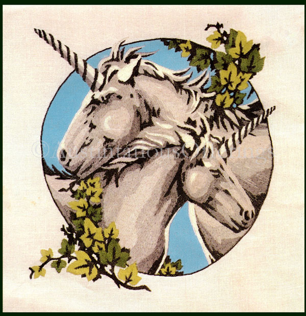 Rare Reinardy Enchanted Unicorn Pair in Ivy CrewelEmbroidery Kit