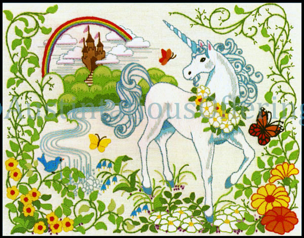 Rare Eileen Violet Kingdom of the Unicorn Crewel Embroidery Kit