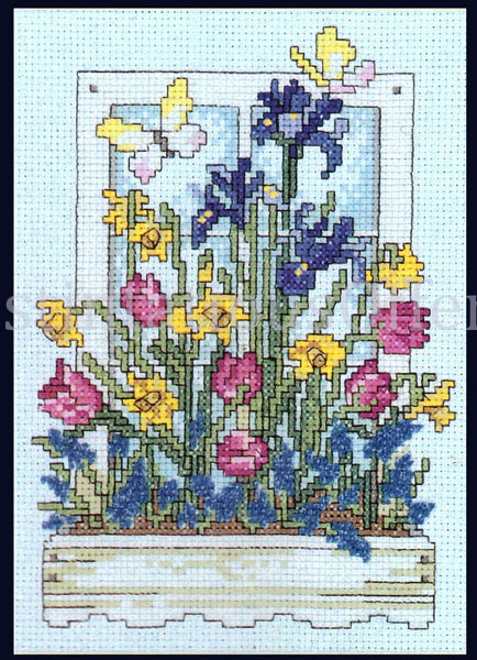 Rare Shasky Flower Box CrossStitch Kit Weekenders Floral Window