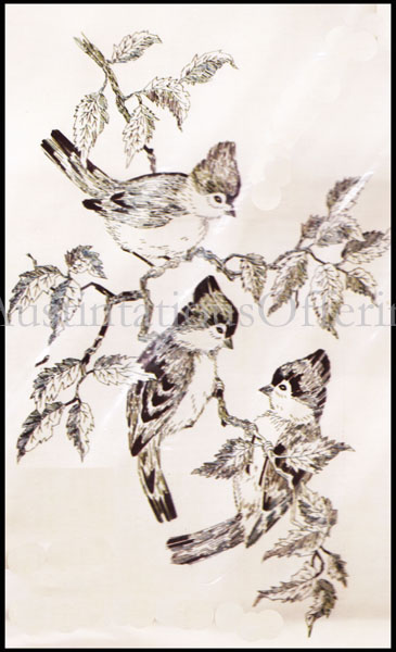 Rare Veres Birds Crewel Embroidery Kit Tufted Titmice Etching