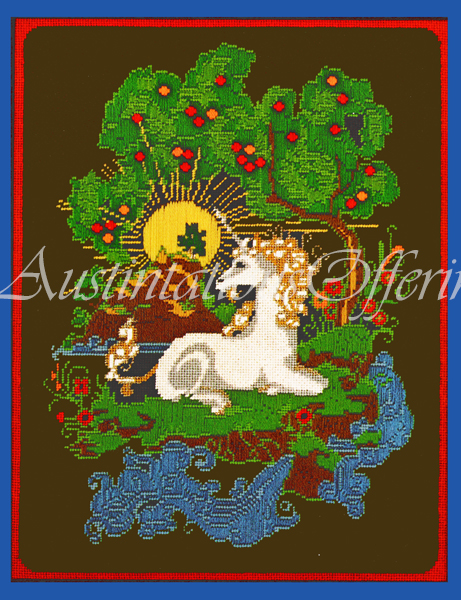 Rare Unicorn Fantasy Needlepoint Kit Nighttime Garden Dreamscape