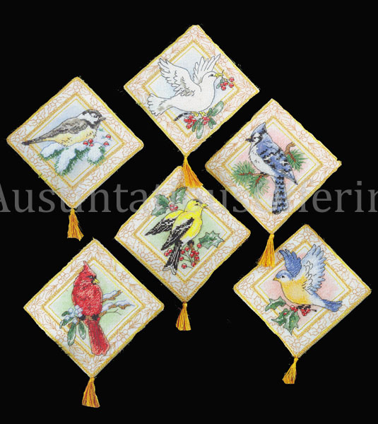 Rare Trainer Elegant Song Birds Ornaments Cross Stitch Kit Xmas