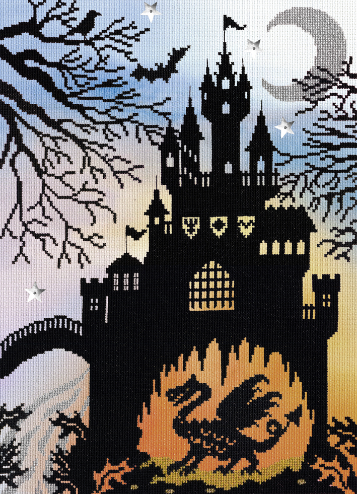 Bothy Enchanted Silhouettes Dragon Castle Cross Stitch Kit