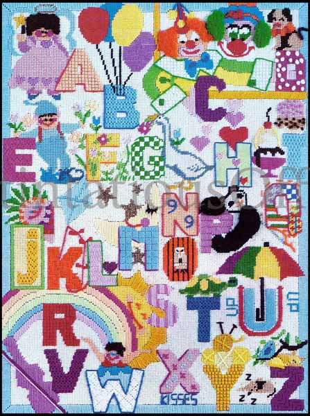 Rare Textured AlphabetSampler NeedlepointKit Childhood ABC Icons