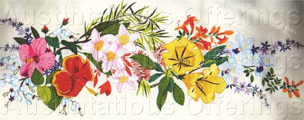 Rare Georgia Ball Tropical Blooms Crewel Embroidery Kit Hibiscus