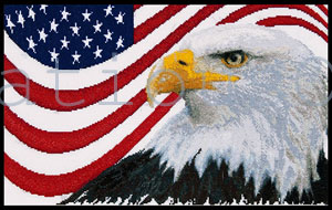 Thea Gouverneur Patriotic Cross Stitch Kit Bald Eagle USA Flag
