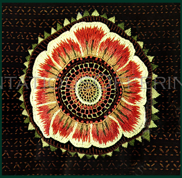 Rare Caswell Carpet Folk Art Style Embroidery Kit Sunflower