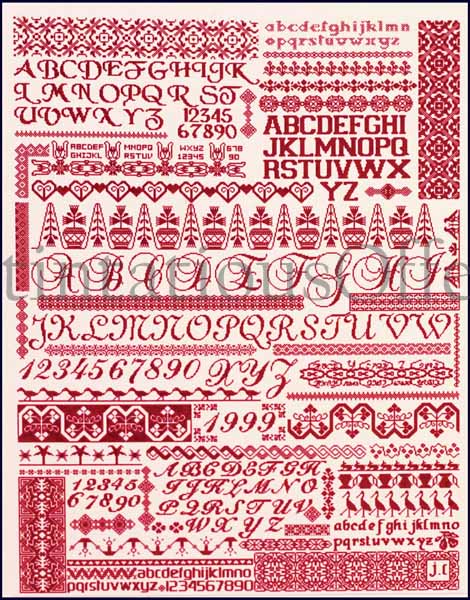 Rare Anagram Red French Sampler CrossStitch Kit FolkArt Monotone