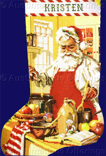 Dimensions Stocking kit Santas On The Way 1999 Stamped Cross Stitch NEW