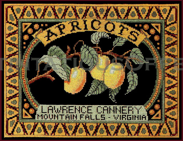 Rare Jary Vintage Style Apricots Crate End Label CrossStitch Kit