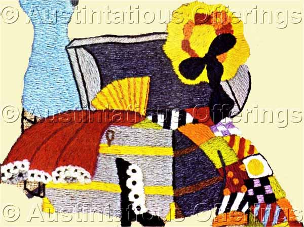 Grandmas Attic Trunk Mini Crewel Embroidery Kit Dress Quilt Hat