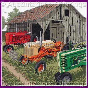 Summer Farm Auction Cross Stitch Kit Vintage Tractors for Sale