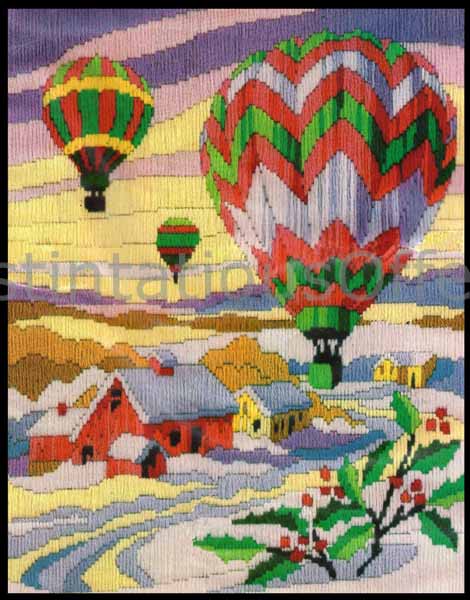Yuletide Air Balloons Reinardy Longstitch Needlepoint Kit Winter