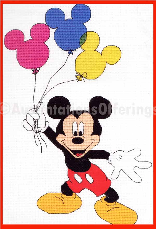 Disney Friends Mickey Mouse Balloons Cross Stitch Kit