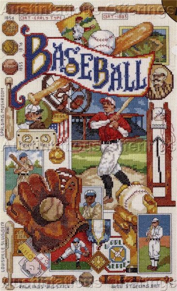Rare Gillum Vintage Baseball Poster Cross Stitch Sampler Kit
