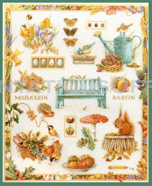Rare Bastin Four Seasons Bench Icon Sampler Cross Stitch Kit Advanced