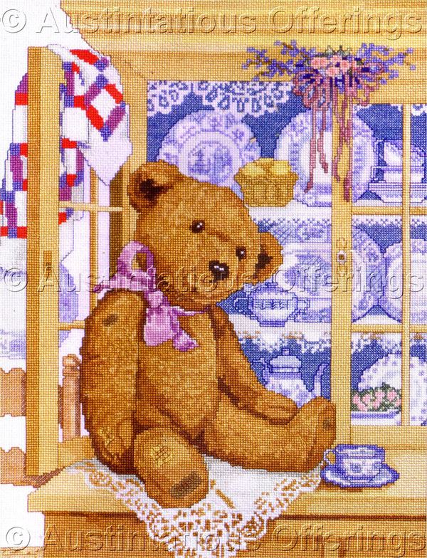 Teddy Bear In the China Cupboard Cross Stitch Kit Time for Tea
