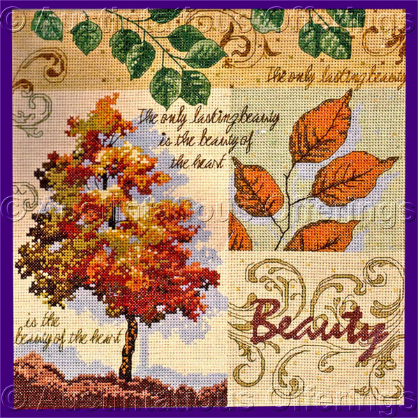 Rare Phillips Beauty of Heart Autumnal CrossStitch Kit Evenweave