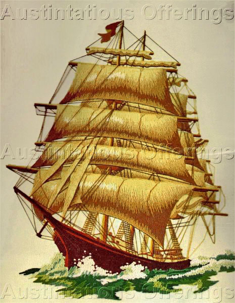 Rare Maritime Sailing Ship Crewel Embroidery Kit Ancient Mariner