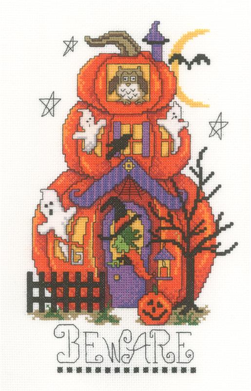 Rare Arthurs Spooky Halloween House Cross Stitch Kit Pumpkins