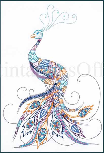 Zamskaya Abstract Crewel Embroidery Kit Good Luck Peacock
