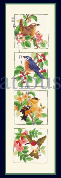 Rare OBrien Quartet Song Birds Crewel Embroidery Bell pull Kit