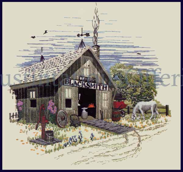 Rare Henning Countryside Blacksmith CrewelEmbroidery Kit Farrier
