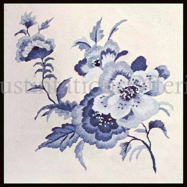 Rare Williams Delft Blue  Crewel Embroidery AND Needlepoint Kit