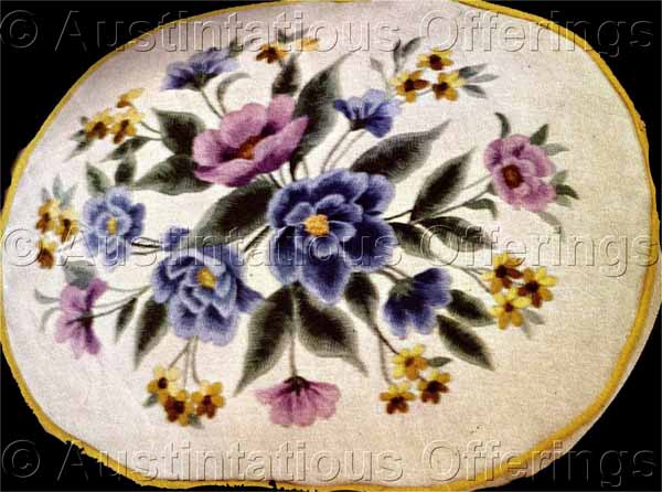Rare Williams Blue Violet Floral Crewel Embroidery Pillow Kit