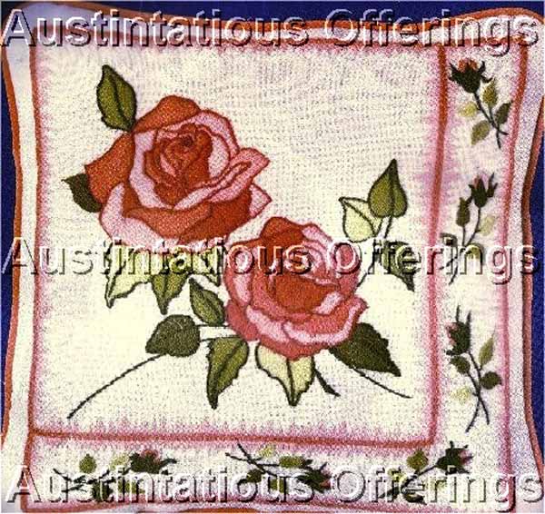 Classic Roses Crewel Embroidery Pillow Kit RoseBud Border