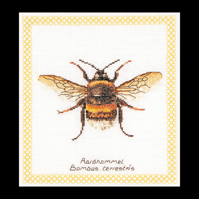 Thea Gouverneur Bees on Linen Cross Stitch Kit Bumblebee Beauty